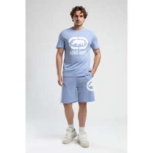 Ecko Unltd. TRINITY Gök Mavi Örme Şort Nakışlı Standard Fit Erkek Örme Şort