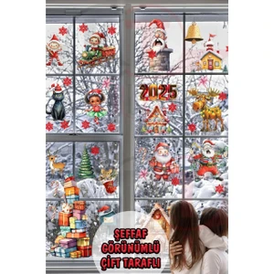 Kt Grup Yeni Yıl Yılbaşı Hoşgeldin 2025 Şeffaf Çift Taraflı Cam Kapı Duvar Sticker Seti