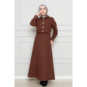 Simli Tüvit Kumaş Ikili Takım-Kahverengi
