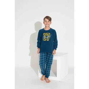 Erkek Genç ve Çocuk Ekose-Kare Desenli Uzun Kollu Polar Peluş Kumaş Kışlık Sıcak Tutan Pijama Takım 37588MK