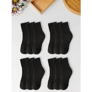 Black Deer 12 Çift Siyah Tenis Çorabı Erkek ,kadın Unisex Tenis Kolej Çorabı