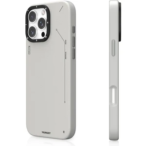 iPhone 15 Pro Max Kılıf Magsafe Özellikli Basit Mat Deri Desenli Tech Fashion Serisi Gri
