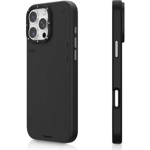 iPhone 16 Pro Kılıf Magsafe Özellikli Basit Mat Deri Desenli Tech Fashion Serisi Siyah