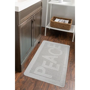 Doğal Kaymaz Taban Banyo Paspas Uzun Ömürlü Yumuşak Dokulu Su Emici Yıkanabilir Yazılı Paspas Gri Peace 60x100