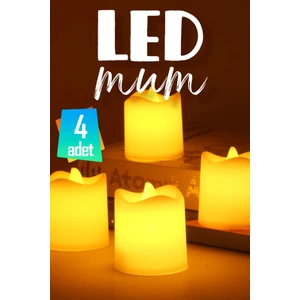 BK Commerce LED Mum Seti Pilli Dumansız Alevli 4 Adet Mat Beyaz Mini Ledli Dekoratif Yapay Mum Dekor Işığı