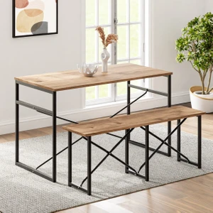 Güzelkan Madeni Eşya Masa Takımı Bench Bank Masa Seti 120X60  Masa Mutfak Masası Yemek Masası 1228