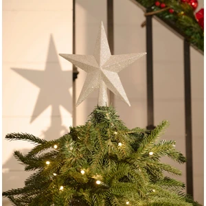 Yılbaşı Çam Ağacı Gümüş Süslü Tepe Yıldızı Fiyonk Süslü Model Tepe Yıldızı 15 cm