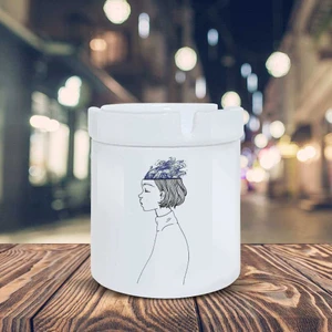 Deniz Saçlı Kız Küllük Illüstrasyon Baskılı Kül Tablası K-34