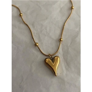 X-lady Accessories Altın Renk Kararmaz Paslanmaz Top Zincir Estetik Kalp Çelik Kolye- 3192