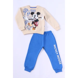 Erkek Çocuk 3 Iplik Eşofman Takımı Mickey Mouse Baskılı Ribanalı E20