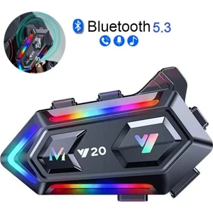 Nivego Y20 5.3 Motosiklet Kask Kulaklık Bluetooth Intercom Rgb Işıklı Motorsiklet Yeni Nesil