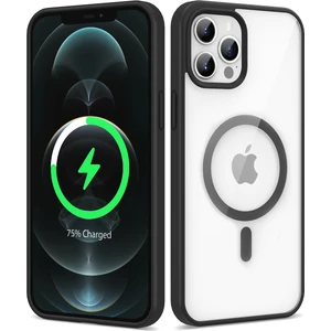 ZORE Apple iPhone 12 Pro Kılıf Magsafe Wireless Şarj Özellikli Silikon Ege Kapak-Siyah