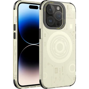 ZORE Apple iPhone 14 Pro Max Kılıf Wireless Şarj Özellikli Desenli Hot Kapak-Gold