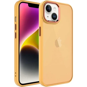 Apple iPhone 14 Kılıf Buzlu Sert Pc May Kapak-Turuncu