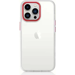 ZORE Apple iPhone 12 Pro Kılıf Krom Kapak-Kırmızı