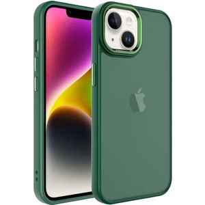 ZORE Apple iPhone 14 Kılıf Buzlu Sert Pc May Kapak-Koyu Yeşil