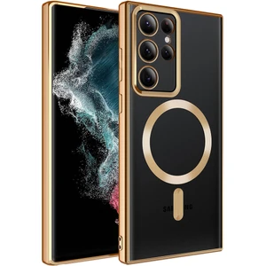 ZORE Galaxy S22 Ultra Kılıf Magsafe Wireless Şarj Özellikli Setro Silikon-Gold