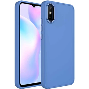 ZORE Xiaomi Redmi 9A Kılıf Metal Çerçeve ve Buton Tasarımlı Silikon Luna Kapak-Lavendery Gray