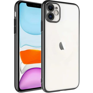 ZORE Apple iPhone 11 Kılıf Sert Pc Renkli Çerçeveli Riksos Kapak-Siyah
