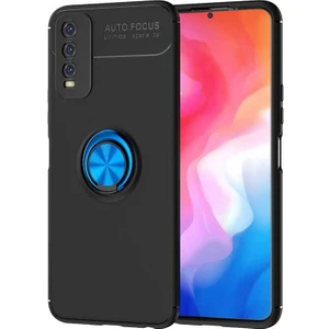 ZORE Vivo Y20S Kılıf Ravel Silikon Kapak-Siyah-Mavi