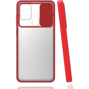 Galaxy A21S Kılıf Lensi Kapak-Kırmızı