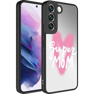 ZORE Galaxy S21 Fe Kılıf Aynalı Desenli Kamera Korumalı Parlak Mirror Kapak-Süper Anne