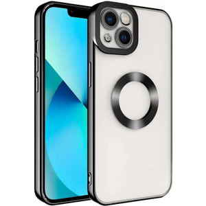 ZORE Apple iPhone 14 Kılıf Kamera Korumalı Logo Gösteren Omega Kapak-Siyah
