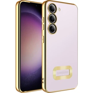 ZORE Galaxy S23 Kılıf Kamera Korumalı Logo Gösteren  Omega Kapak-Gold
