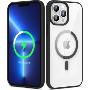 ZORE Apple iPhone 13 Pro Max Kılıf Magsafe Wireless Şarj Özellikli Silikon Ege Kapak-Siyah