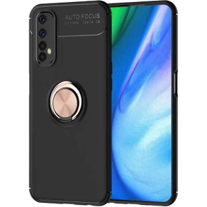 ZORE Realme 7 Kılıf Ravel Silikon Kapak-Siyah-Rose Gold