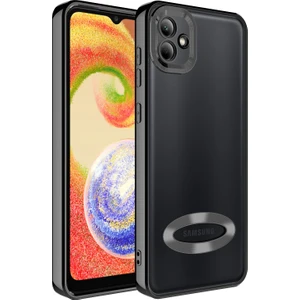 ZORE Galaxy A04 Kılıf Kamera Korumalı Logo Gösteren  Omega Kapak-Siyah