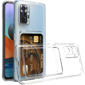 ZORE Xiaomi Redmi Note 10 Pro Kılıf Kartlıklı Şeffaf Setra Clear Silikon Kapak-Renksiz