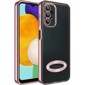 ZORE Galaxy A23 Kılıf Kamera Korumalı Logo Gösteren Omega Kapak-Rose Gold