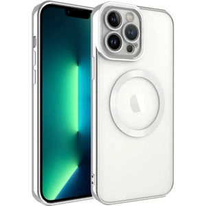 ZORE Apple iPhone 13 Pro Max Kılıf Magsafe Wireless Şarj Özellikli Setro Silikon-Gümüş