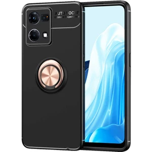 ZORE Oppo Reno 7 4g Kılıf Ravel Silikon Kapak-Siyah-Rose Gold