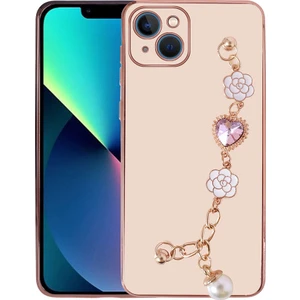 ZORE Apple iPhone 14 Plus Kılıf El Tutamaçlı Kamera Korumalı Taka Silikon Kapak-Pembe