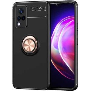 Vivo V21 Kılıf Ravel Silikon Kapak-Siyah-Rose Gold