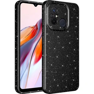 ZORE Xiaomi Redmi 12C Kılıf Kamera Korumalı Simli Lüks Koton Kapak-Siyah