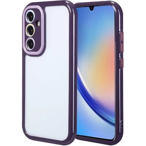 Galaxy A34 Kılıf Kamera Korumalı Renkli Kenar ve Çerçeve Tasarımlı Vitamin Kapak-Derin Mor