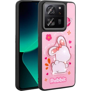 ZORE Xiaomi Mi 13T Kılıf Parlayan Kabartmalı Ikonik Figürlü Amas Silikon Kapak-Pembe