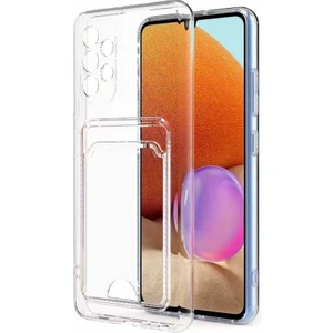 Galaxy A13 4g Kılıf Kartlıklı Şeffaf Setra Clear Silikon Kapak-Renksiz