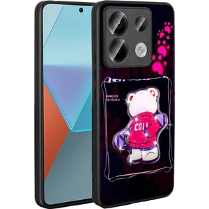 ZORE Xiaomi Redmi Note 13 Pro 5g Kılıf Parlayan Kabartmalı Ikonik Figürlü Amas Silikon Kapak-Siyah