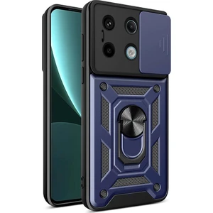 ZORE Xiaomi Redmi Note 13 Pro 5g Kılıf Magnetik Standlı Kamera Korumalı Sürgülü Vega Kapak-Mavi