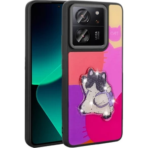 ZORE Xiaomi Mi 13T Kılıf Parlayan Kabartmalı Ikonik Figürlü Amas Silikon Kapak-Mor