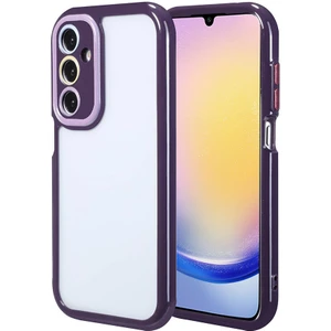 Galaxy A25 Kılıf Kamera Korumalı Renkli Kenar ve Çerçeve Tasarımlı Vitamin Kapak-Derin Mor