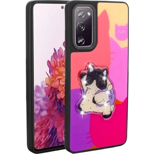 ZORE Galaxy S20 Fe Kılıf Parlayan Kabartmalı Ikonik Figürlü  Amas Silikon Kapak-Mor