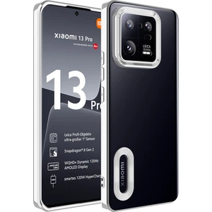 ZORE Xiaomi Mi 13 Pro Kılıf Kamera Korumalı Logo Gösteren Omega Kapak-Gümüş