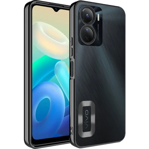 ZORE Vivo Y16 Kılıf Kamera Korumalı Logo Gösteren  Omega Kapak-Siyah