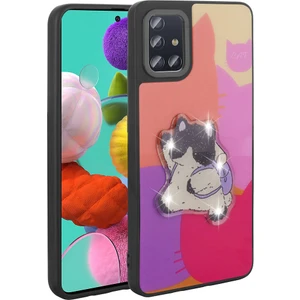 ZORE Galaxy A51 Kılıf Parlayan Kabartmalı Ikonik Figürlü Amas Silikon Kapak-Mor