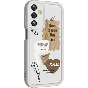 ZORE Galaxy A25 Kılıf Kamera Korumalı Baskılı Arka Yüzey Klas Kapak-Beyaz